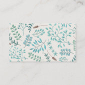 青いティール(緑がかった色)葉/緑の白い母ヘルパー コーリングカード (裏面)