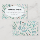 青いティール(緑がかった色)葉/緑の白い母ヘルパー コーリングカード (正面/裏面)