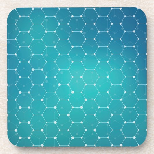 青いティール（緑がかった色） DNAパターン コースター (正面)