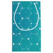 青いティール（緑がかった色） DNAパターン スモールペーパーバッグ (裏面)