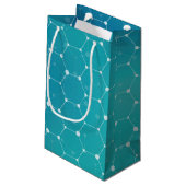 青いティール（緑がかった色） DNAパターン スモールペーパーバッグ (裏面アングル)