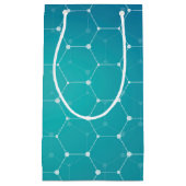 青いティール（緑がかった色） DNAパターン スモールペーパーバッグ (正面)