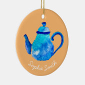 青いテカラフルィーポット水色 セラミックオーナメント (右)