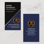 青いテクススタイリッシュチャグランジ金ゴールドラインショーファ 名刺 (正面/裏面)