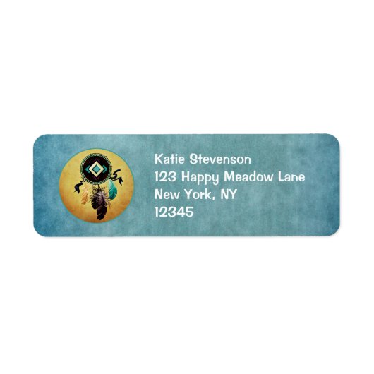 青いテクスチャの背景のDreamcatcher ラベル (正面)