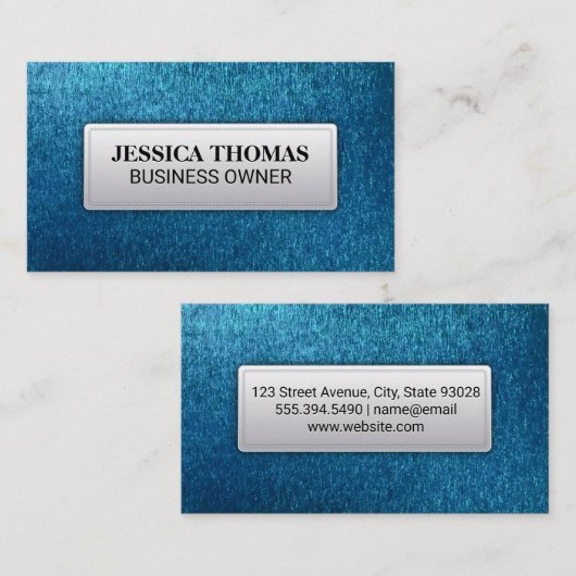 青いテクスチャの背景 名刺 (正面/裏面)
