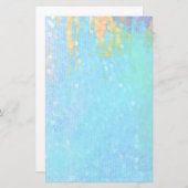 青いテクスチャの背景(小さい白いハート) 便箋 (正面/裏面)