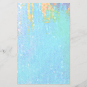 青いテクスチャの背景(小さい白いハート) 便箋