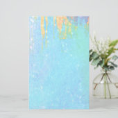 青いテクスチャの背景(小さい白いハート) 便箋 (スタンド正面)