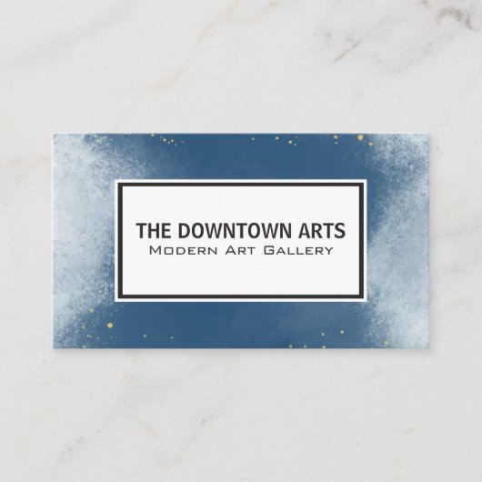 青いテクスチャの背景 |金ゴールド斑点 名刺 (正面)