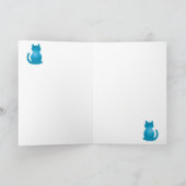 青いテクスチャのCrystalKatzグリーティングカード カード (内部)