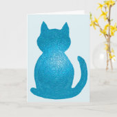 青いテクスチャのCrystalKatzグリーティングカード カード (黄色い花)