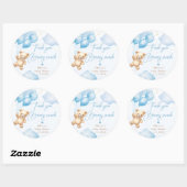 青いテディベアのバルーンありがとうございました ラウンドシール (シート)