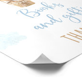 青いテディベアのバルーン赤ちゃんシャワーのギフトサイン ポスター (角)