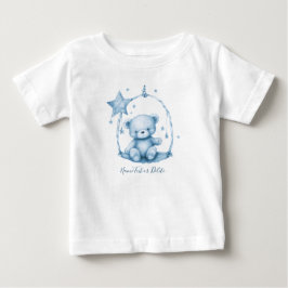 青いテディベアのベビーTシャツ ベビーTシャツ