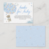 青いテディベアの風船 赤ちゃんの本 エンクロージャーカード (正面/裏面)