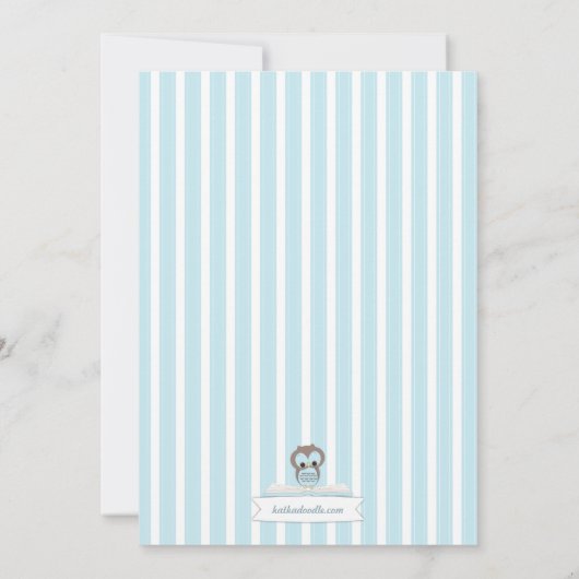 青いテディベアは本のベビーシャワーの招待状を持って来ます 招待状 (裏面)