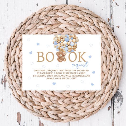 青いテディベアバルーン予約リクエスト エンクロージャーカード