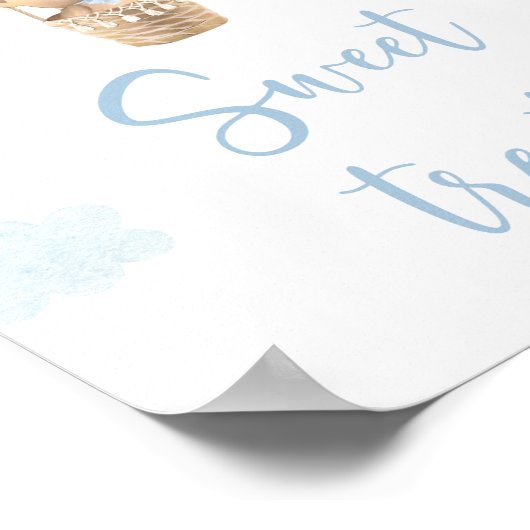 青いテディベアバルーン赤ちゃんシャワーおやつしサイン ポスター (角)