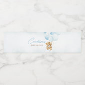 青いテディベアバルーン赤ちゃんシャワー ペットボトルラベル (シングルラベル)