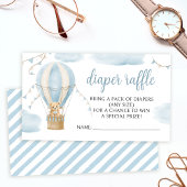 青いテディベア熱い空気バルーンおむつラッフル エンクロージャーカード