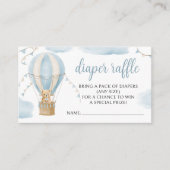青いテディベア熱い空気バルーンおむつラッフル エンクロージャーカード (正面)