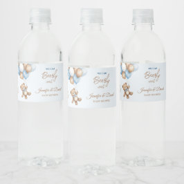 青いテディベア赤ちゃんシャワー風船 ペットボトルラベル