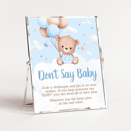 青いテディベア ベビーシャワー Don't Say Baby サイン