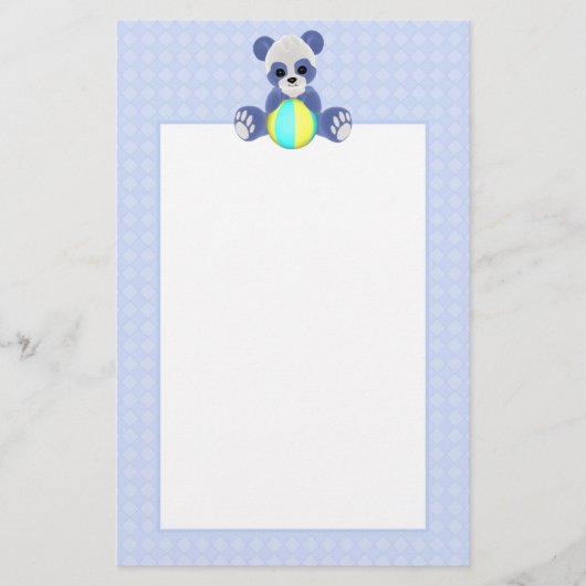 青いテディー・ベアの文房具 便箋 (正面)