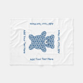 青いテディー・ベア フリースブランケット (正面(横))