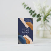 青いテラコッタ抽象芸術水モダン色のロゴbu 名刺 (スタンド正面)