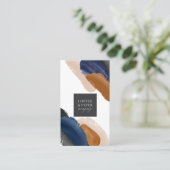 青いテラコッタ抽象芸術水彩ロモダンゴ 名刺 (スタンド正面)