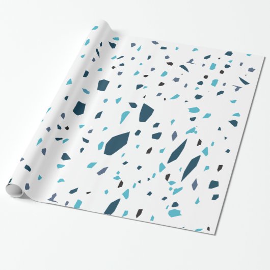青いテラゾピース ラッピングペーパー (アンロールド)