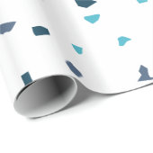 青いテラゾピース ラッピングペーパー (ロールコーナー)