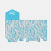 青いテントスタイルのパーティーファボリーボックスに白いヤシの葉 フェイバーボックス (折り畳みなし)