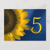 青いテーブル番号に黄色のひまわり ポストカード (裏面)