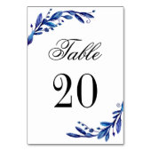 青いテーブル番号。冬の結婚式。ネイビーテーブル テーブルナンバー (正面)