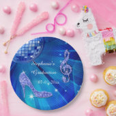 青いディスコの球およびかかとの卒業 ペーパープレート (パーティー)