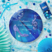 青いディスコの球およびかかとの第65誕生日 ペーパープレート (パーティー)