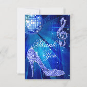 青いディスコの球の輝きのかかとは感謝していしています サンキューカード (正面)