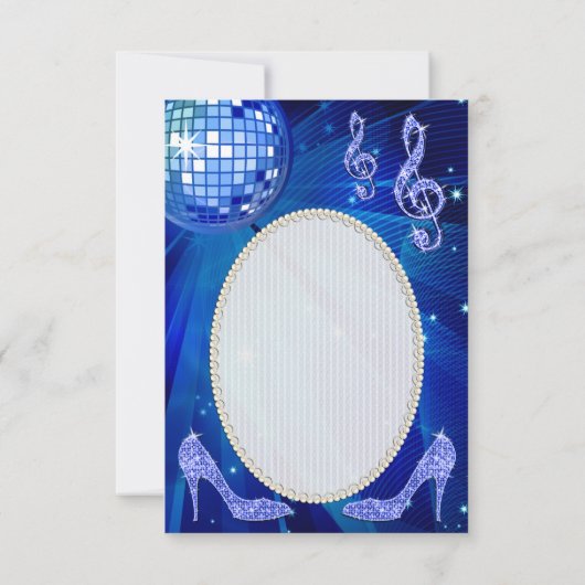 青いディスコの球の輝きのかかとは感謝していしています サンキューカード (裏面)