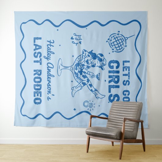 青いディスコカウガールロデオバチェロレッテウィークエンド タペストリー (インサイチュ(横))