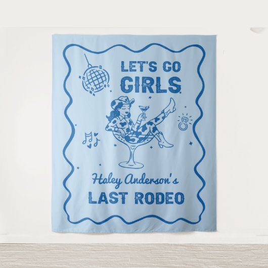 青いディスコカウガールロデオバチェロレッテウィークエンド タペストリー (正面)