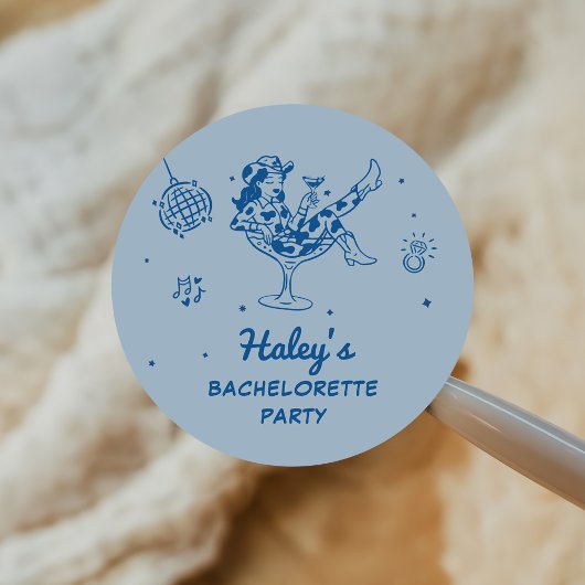 青いディスコカウガールロデオバチェロレッテウィークエンド ラウンドシール