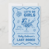 青いディスコカウガールロデオ独身最後の週末 招待状 (正面)
