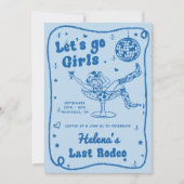 青いディスコロデオカウガール独身最後の週末 招待状 (正面)