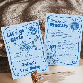 青いディスコロデオカウガール独身最後の週末 招待状