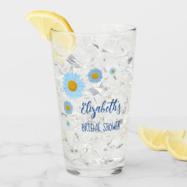 青いデイジーの花のブライダルシャワー タンブラーグラス