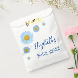 青いデイジーの花のブライダルシャワー フェイバーバッグ
