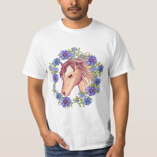 青いデイジーの馬 Tシャツ (正面)